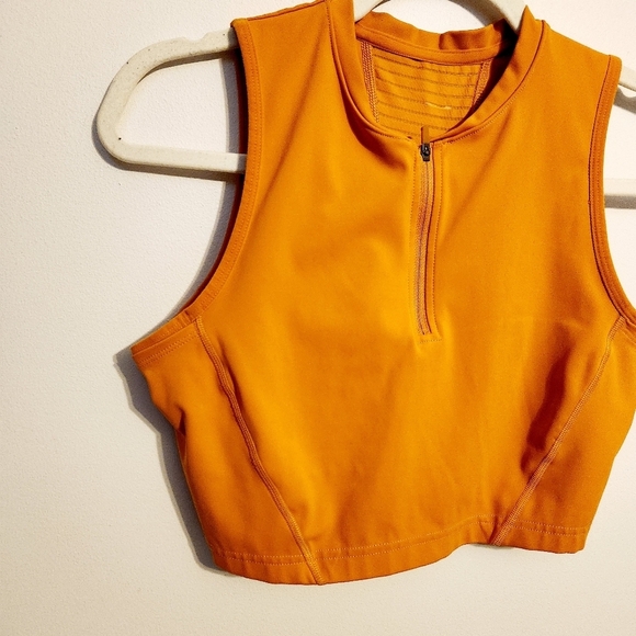 Nike PRO | Women's Orange Dri-Fit Quarter Zip Cropped Sports Bra (Size Medium) - Picture 3 of 11
